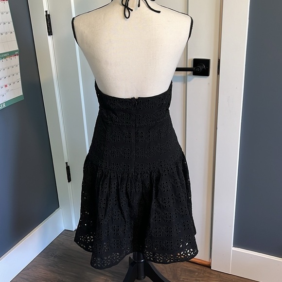 J Crew Halter Mini Dress in Eyelet Black Linen Blend - Picture 8 of 12